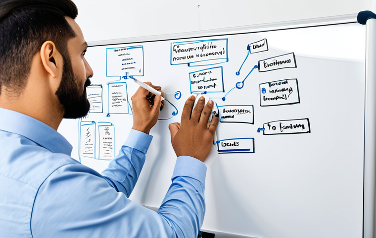 코크리에이션과 디자인 씽킹의 관계 - Collaborative Brainstorming Session**
"Diverse team of professionals engaged in a lively brainstorm...