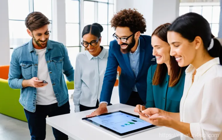 코크리에이션의 비즈니스 모델 변화 - **Prompt 1: The Consumer's Voice in Product Design**
"A vibrant, high-angle, wide shot of a dive...