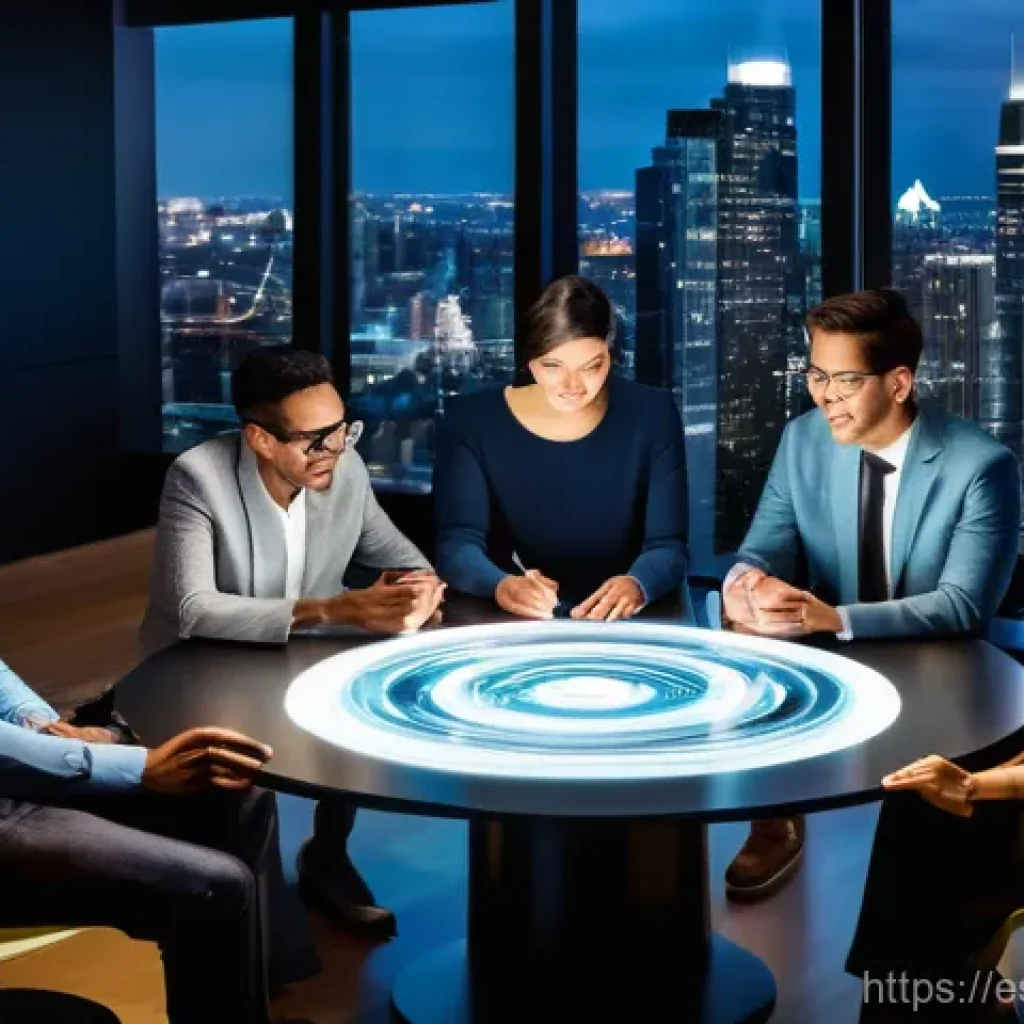 코크리에이션 방법론의 역사적 배경 - **"Diverse Minds Orchestrating Ideas"**: A vibrant, dynamic image showcasing a group of five diverse...