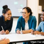 코크리에이션을 통한 브랜드 충성도 향상 방법 - **Prompt: The Engaged Community's Voice**
    "A vibrant, medium shot image depicting a diverse grou...