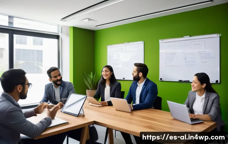 코크리에이션을 위한 경영진의 역할 - **Prompt 1: The Empowering Facilitator**
    "A vibrant, sunlit co-working space in a bustling Latin...